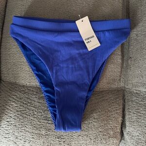 Blue Ribbed Bikini Bottom